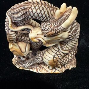 Intricately Carved Dragon Netsuke Figurine